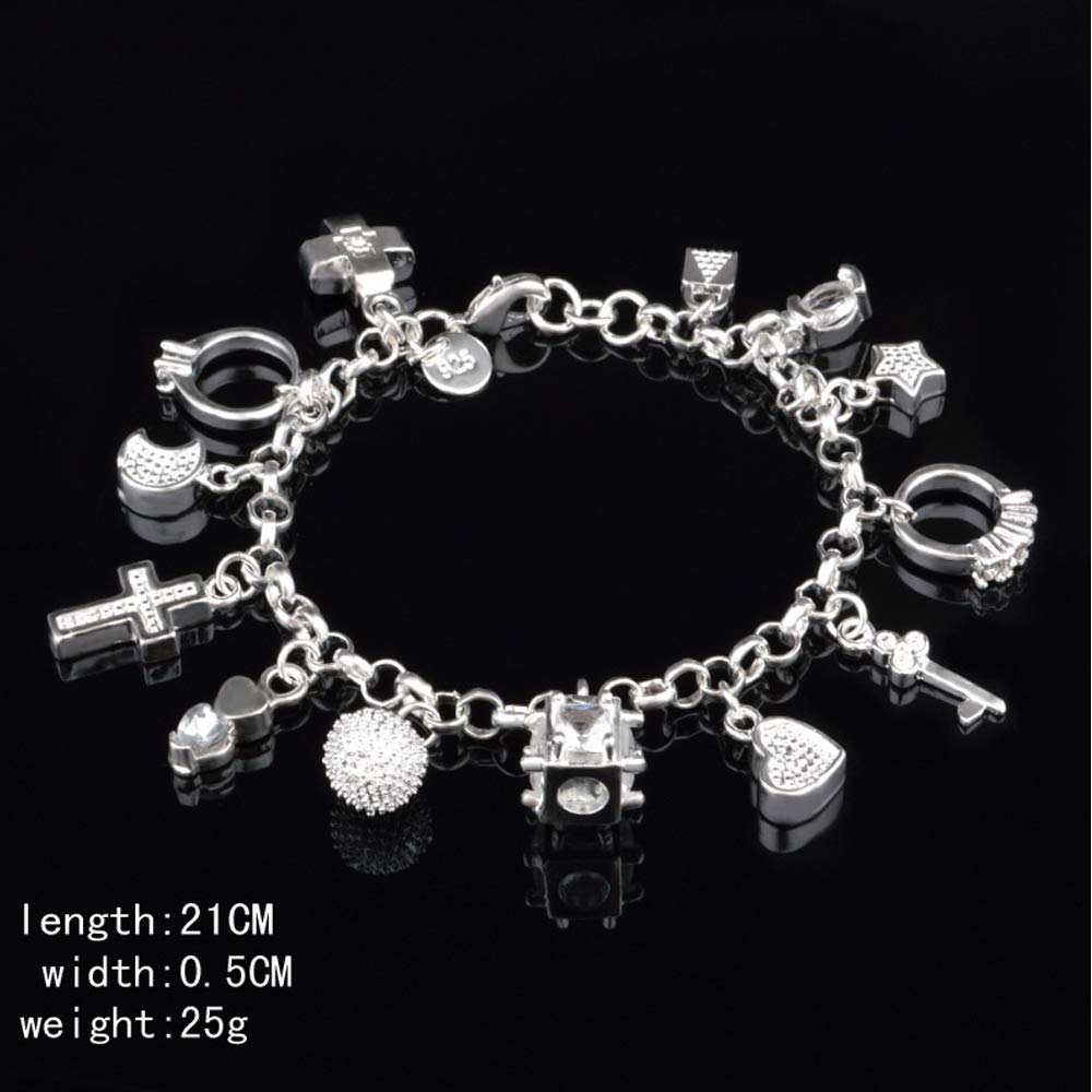 Aeora S925 Silver Thirteen Hanging Pieces Bracelet for Women Gift Bracelets & Bangles Jewelry
