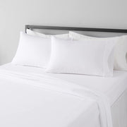Amazon Basics 4 Piece Microfiber Lightweight Wrinkle-free Breathable Bed Sheet Set, Super Soft Easy Care, 14" Deep Pockets, Queen, Bright White, Solid