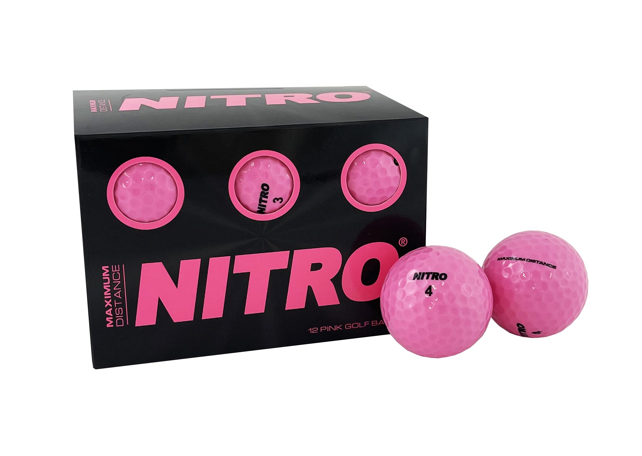 Nitro (12PK) All Levels Maxium Distance Titanium Core 85 Compression High Velocity Spin Control Long Distance Golf Balls USGA Approved-Total of 12-White