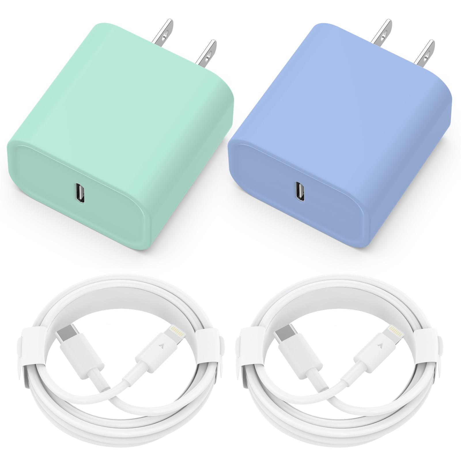 iPhone Charger Fast Charging, USB C Charger, iPhone 14 Charger, 2 Pack 20W USB C Wall Charger Block 2 Pack with 6FT USB C to Lightning Cable for iPhone 14 13 12 11 Pro Max XR XS X, iPad,AirPods Pro