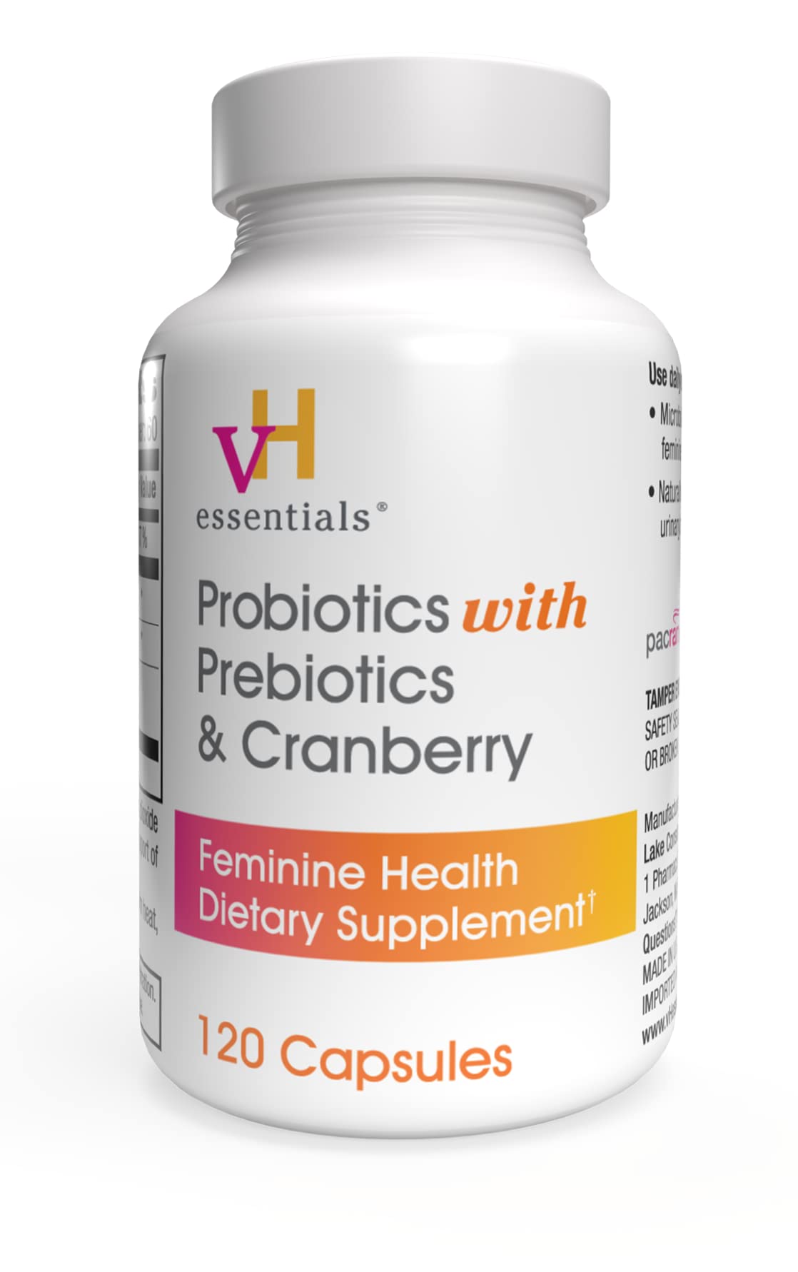 vH essentials Probiotics with Prebiotics and Cranberry Feminine Health Supplement - 60 Capsules