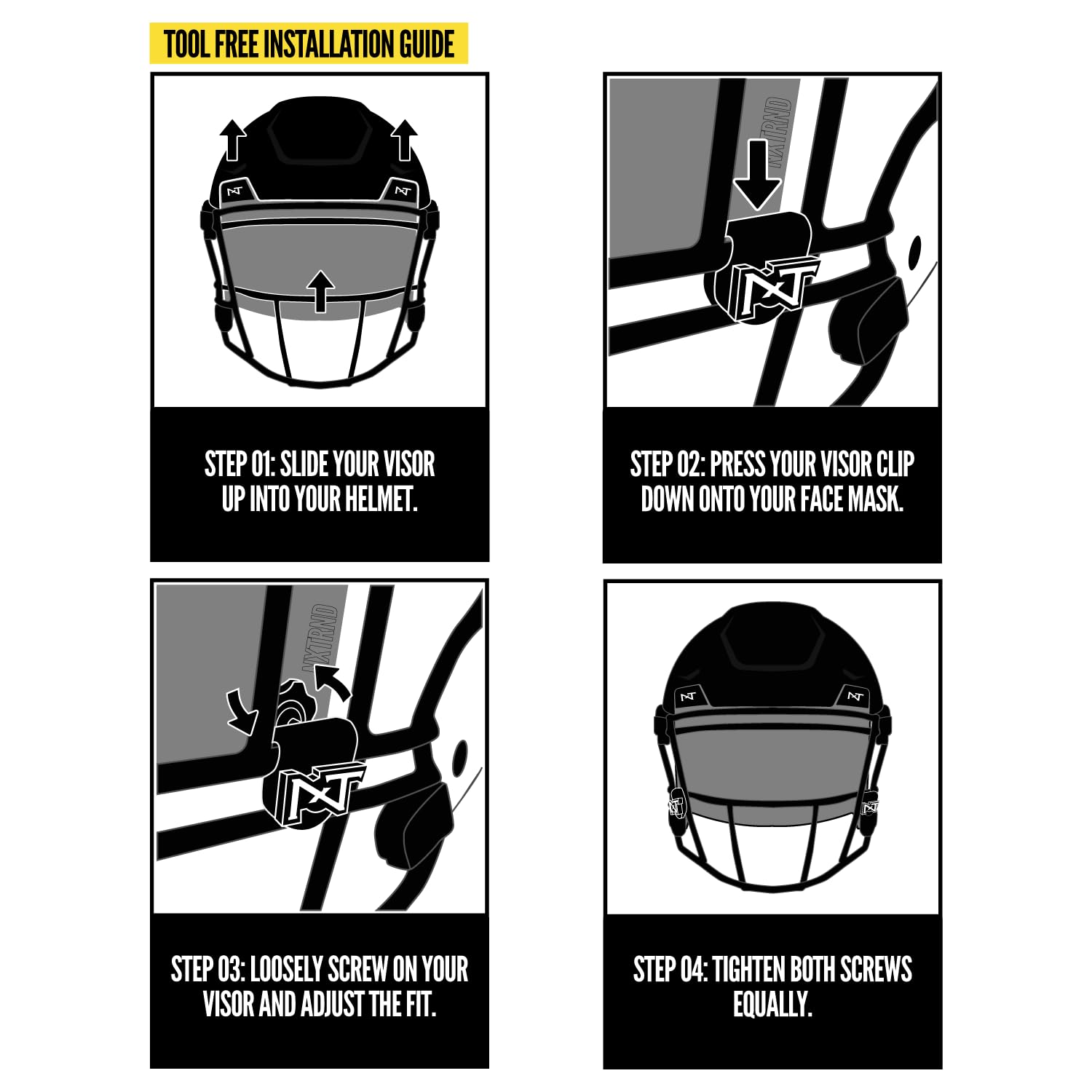 Nxtrnd VZR3 Football Visor, Curved Lens Technology, Fits Adult & Youth Football Helmets (Clear)