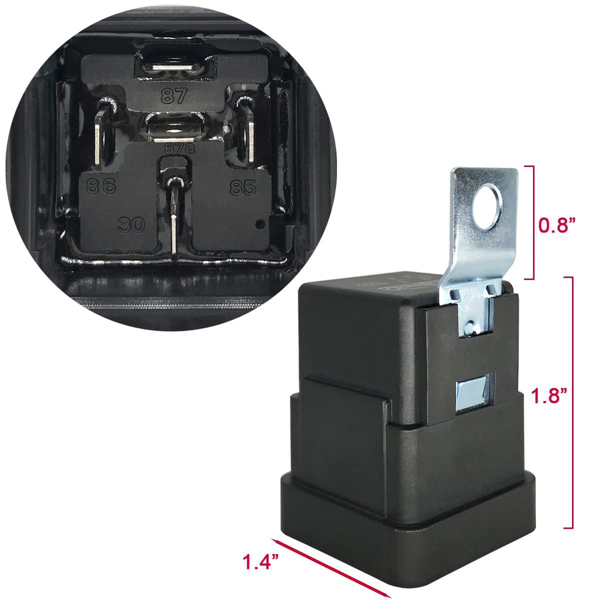 irhapsody 5 Pack 40/30 AMP 12V DC Waterproof Relay Kit with Heavy-Duty Pigtail, 5-PIN SPDT Automotive Relay