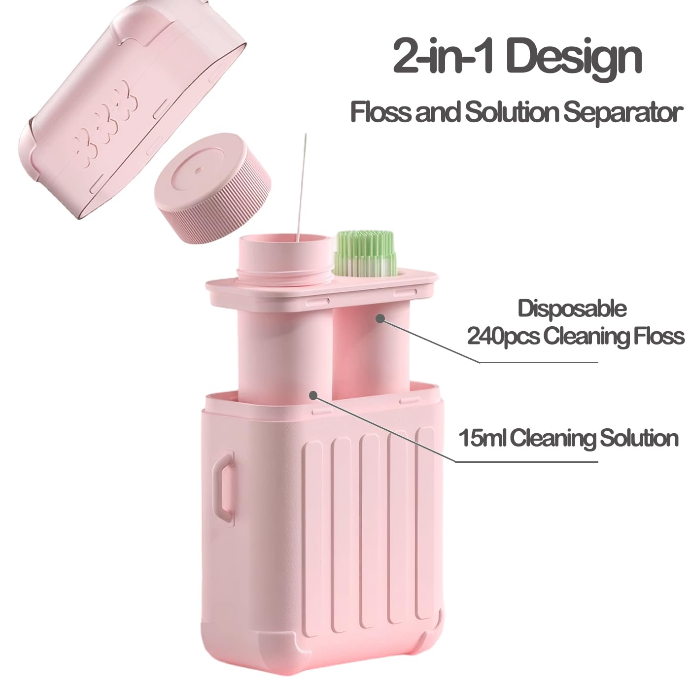 Piercing Cleaner, Ear Hole Cleaner, Piercing Cleaning Kit with 240pcs Disposable Ear Piercing Cleaning Floss & 15ml Cleaning Solution for Women Men