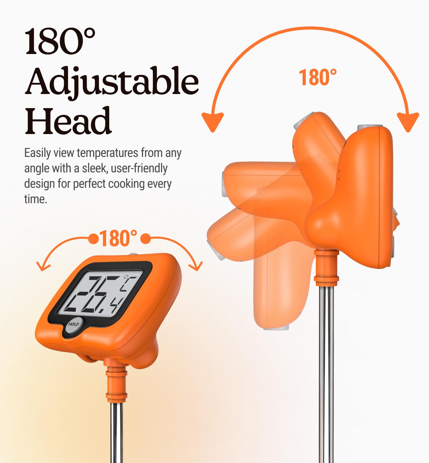 Digital Candy Thermometer with Pot Clip, Instant Read Kitchen Thermometer for Cooking, Baking, and Candy Making – 10" Stainless Steel Probe, LCD Display, Essential Baking Tool