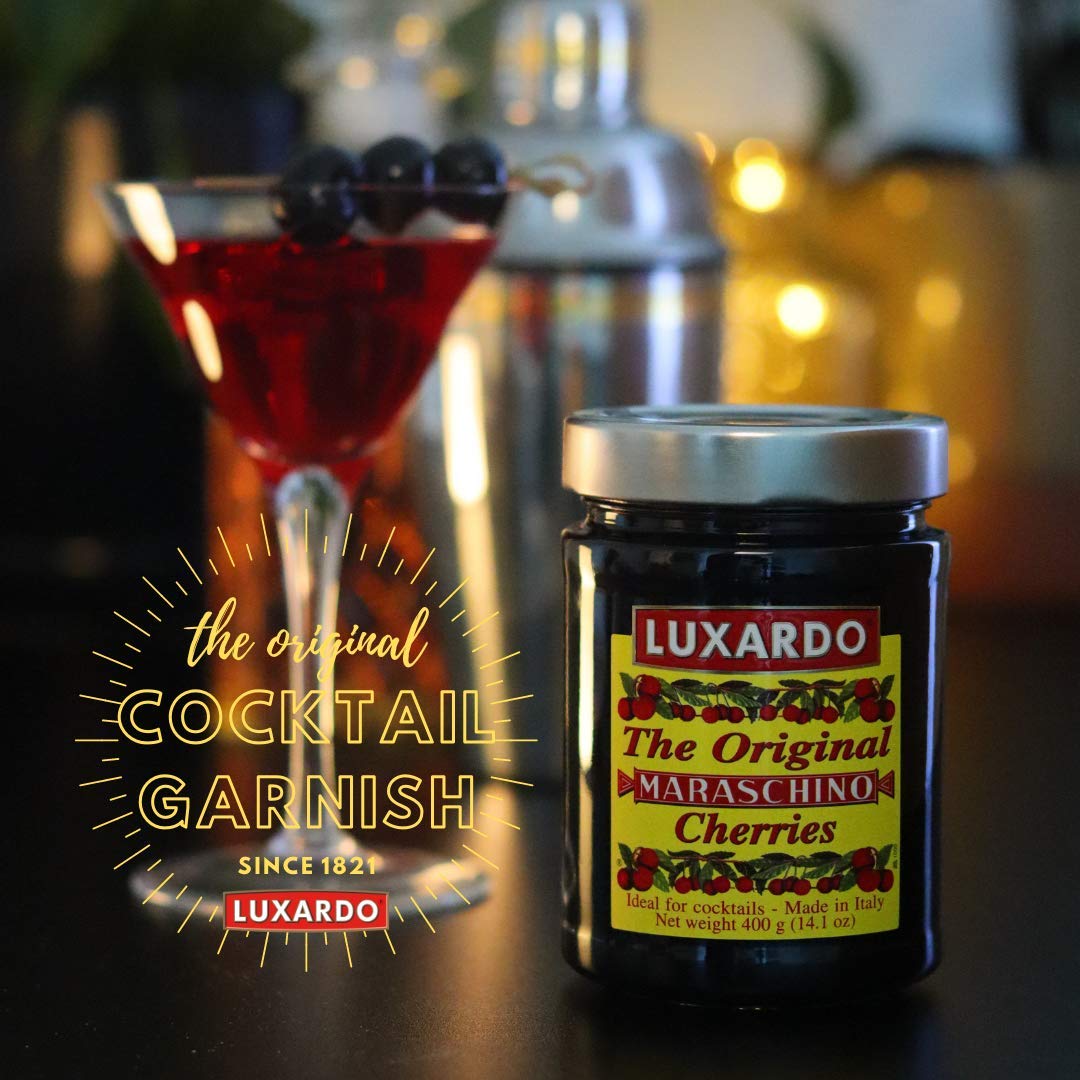 Luxardo The Original Maraschino Cherries | Gourmet Italian Maraschino Cherries | Ideal for Cocktails and Desserts, 400g Jar