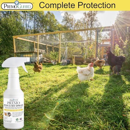 Poultry Spray by Premo Guard – 32 oz – Treat Mites, Fleas, Flies, and Lice – Effective Plant Based – Chicken, Turkey, Waterfowl, and Birds – Best Natural Protection for Control & Prevention