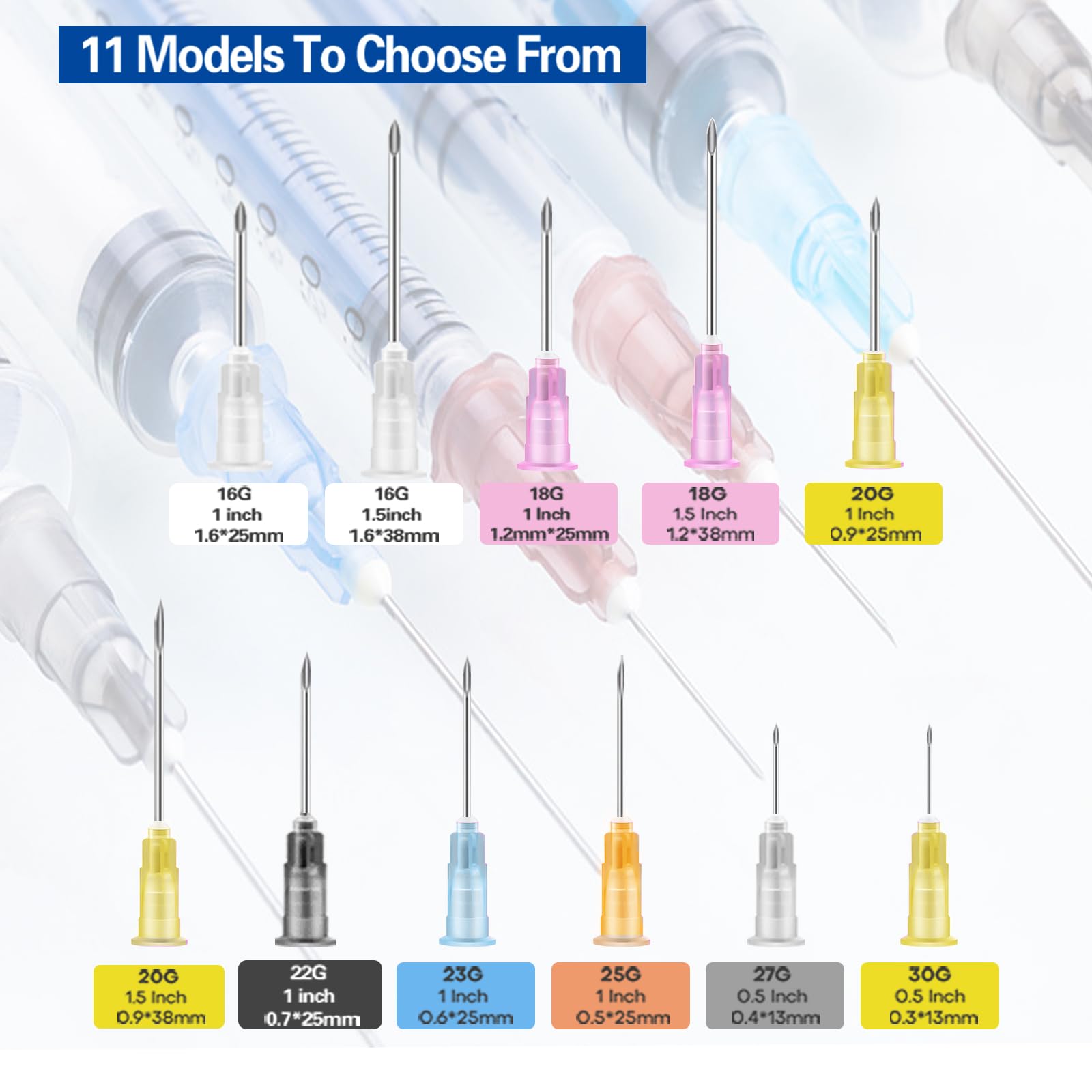 100Pcs 18Ga 1 Inch Needle Luer Lock Lab Accessories, Sterile Individual Package for Scientific Measuring, Refilling Inks