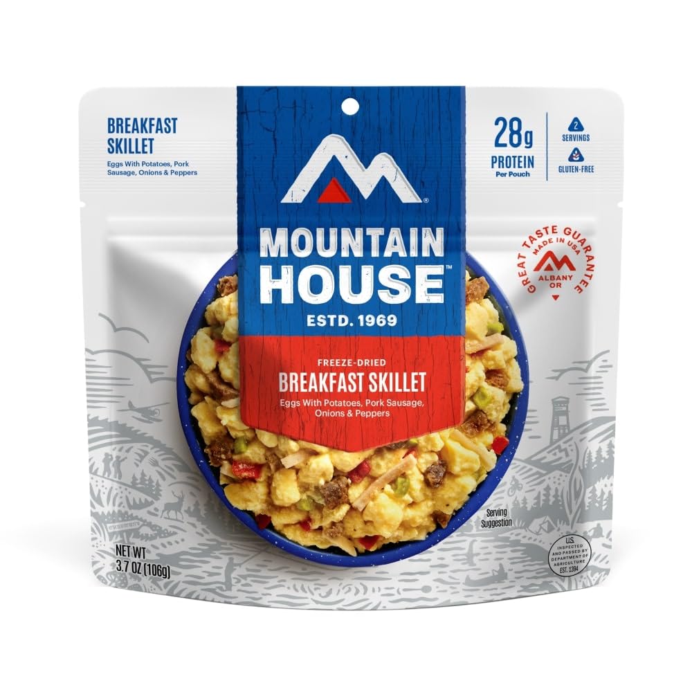Mountain House Frühstückspfanne | Gefriergetrocknete Trekking- & Campingnahrung | 2 Portionen | Glutenfrei