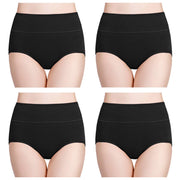 wirarpa Womens Cotton Underwear 4 Pack High Waist Briefs Light Tummy Control Ladies Comfort Stretch Panties Underpants Size XL,Black