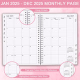 2025 Planner - Weekly & Monthly Planner Runs Jan 2025 to Dec 2025, 6.25" x 8.25", 12 Monthly Tabs, 14 Notes Page, Plastic Pocket, Flexible Cover with Twin-Wire Binding, Twig Planners 2025