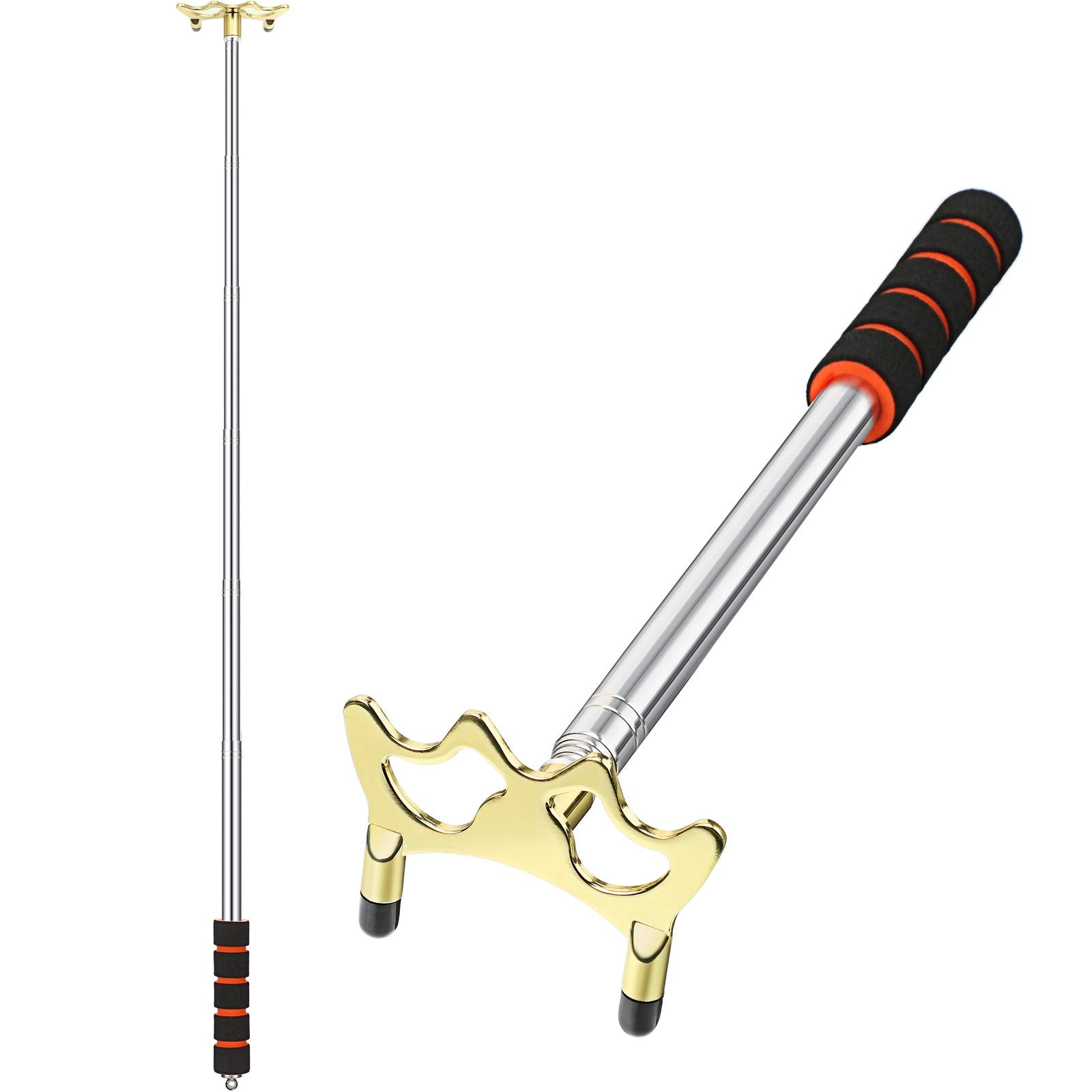 Skylety Pool Cue Snooker Stick Pool Table Accessories Retractable Billiards Cue Rest with Removable Brass Bridge Head (Low Bridge Head,Stainless Steel)