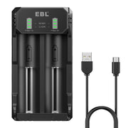 EBL Smart Rapid Battery Charger for Rechargeable 3.7V/3.6V Li-ion IMR Batteries 26650 18650 21700 14500 16340(RCR123), Ni-MH/Ni-Cd AA AAA C Batteries, Upgraded