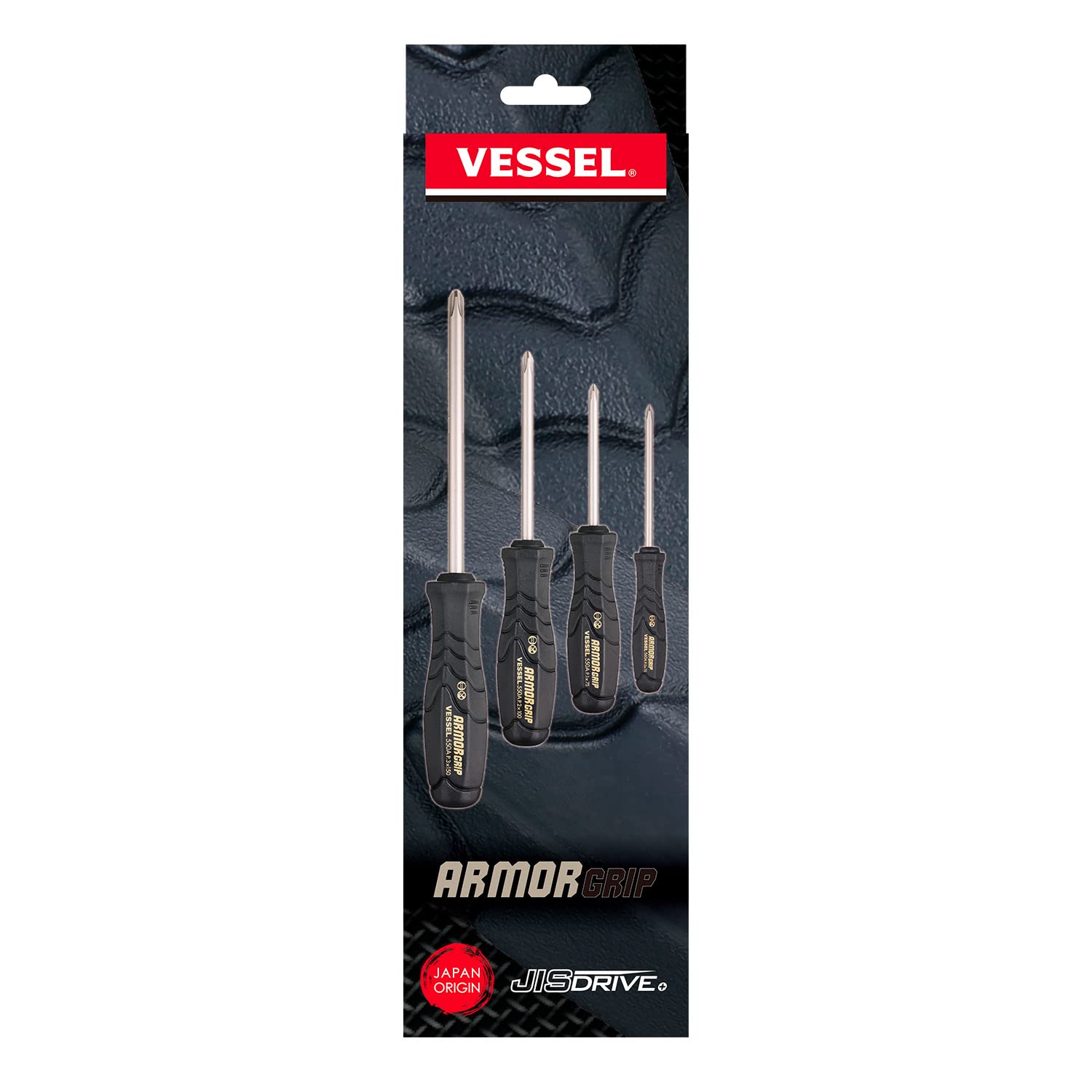 VESSEL - ARMOR GRIPÃ¢ÂÂ¢ Screwdriver Cross Point 4PC. Set (JISDRIVE) No.550APH4PBU