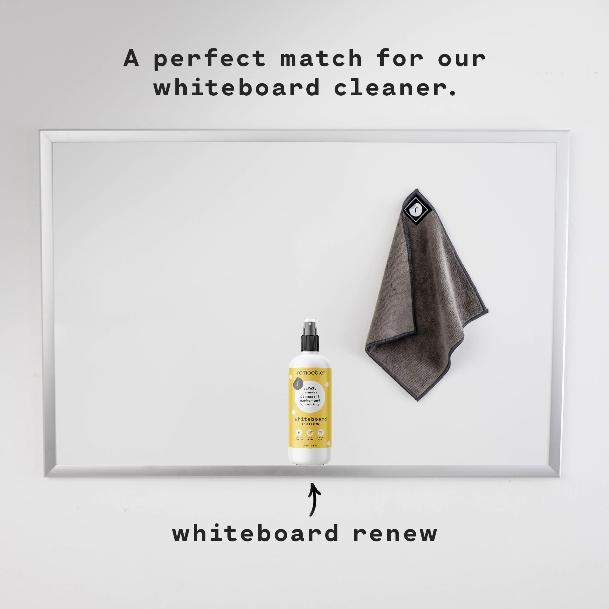 Remooble 4 Pack Magnetic Microfiber Cleaning Cloth Dry Erasers for Whiteboards - Towel Hangs on Metal Edged White Boards, Glassboards, and Blackboards Washable - 10'' X 10''