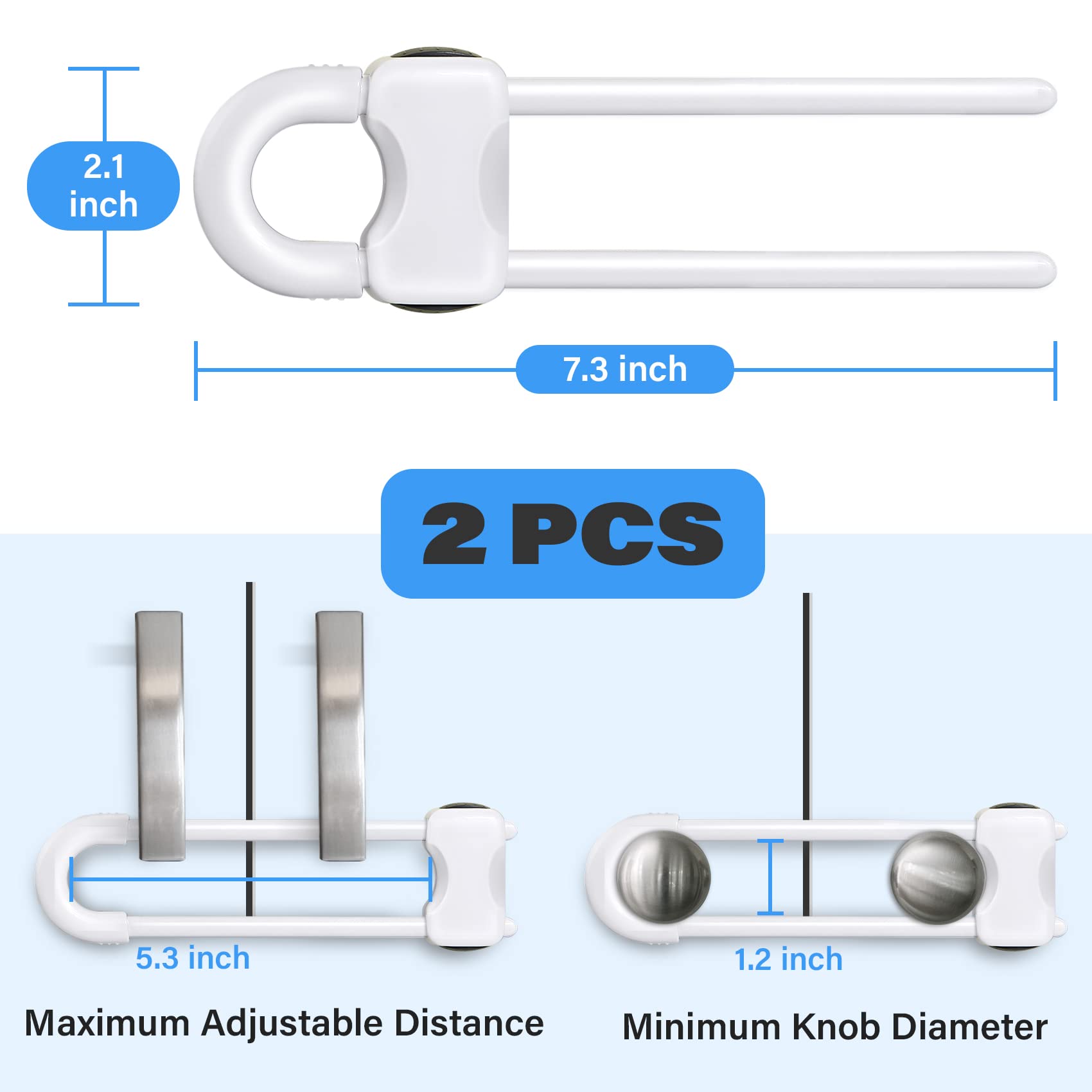 Baby Proofing Cabinets,Cabinet Locks for Babies,U-Shaped Child Locks for Cabinets, Child Proof Cabinet Latches,Child Safety Cabinet Locks with Adjustable by SPISPI (Pack of 2)