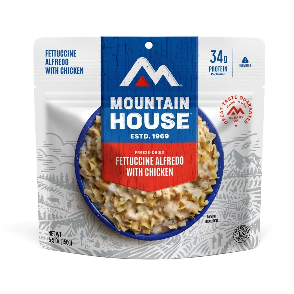 Mountain House Hähnchen-Fettuccine Alfredo | Gefriergetrocknetes Essen für Rucksacktouren & Camping | 2 Portionen