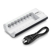 EBL AA AAA Battery Charger, 8-Bay Individual Charger for NiMH NiCD Rechargeable Batteries with AC Plug Fast Charging