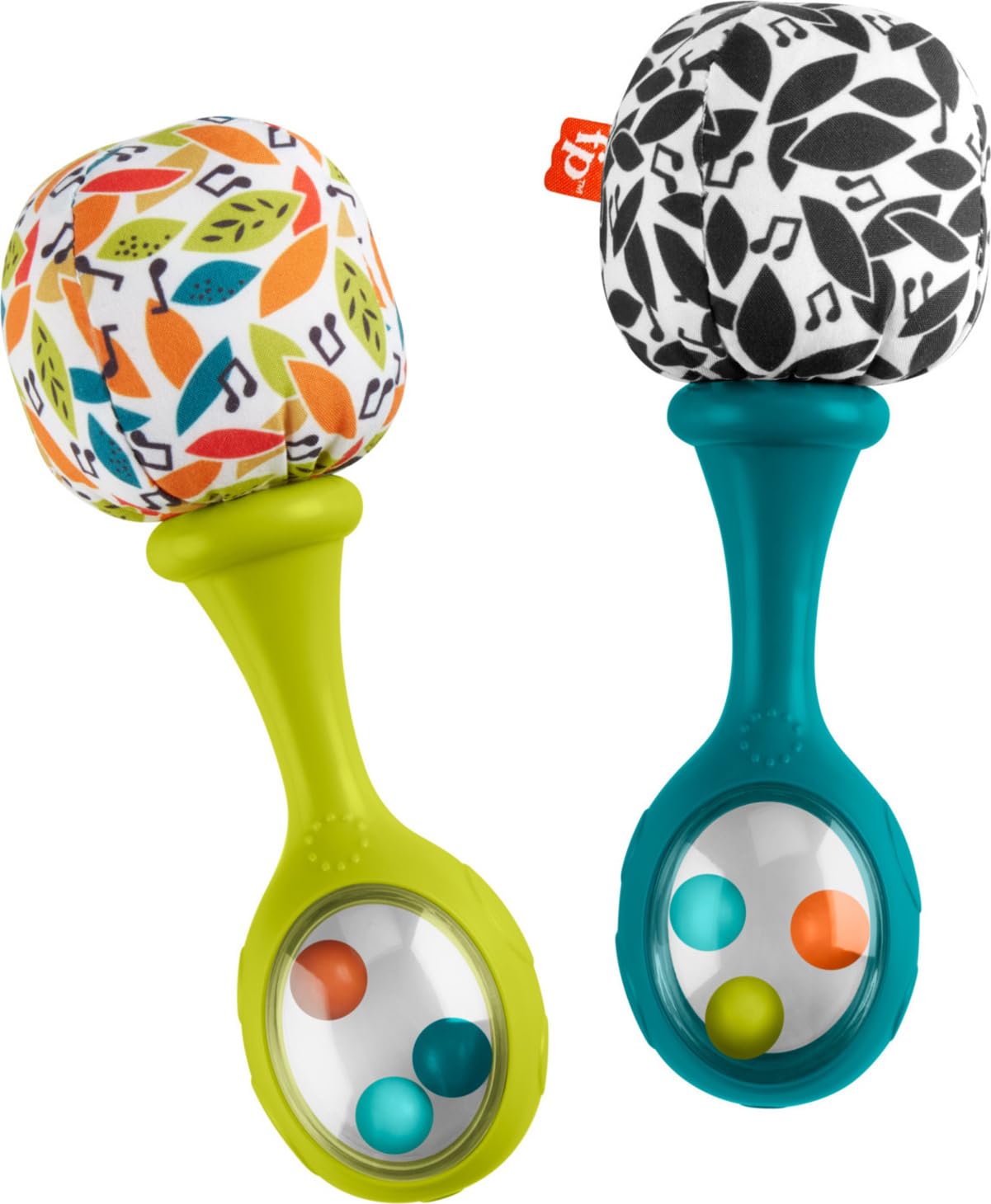 Fisher-Price Newborn Toys Rattle 'n Rock Maracas, Set of 2 Soft Musical Instruments for Babies 3+ Months, Blue & Orange