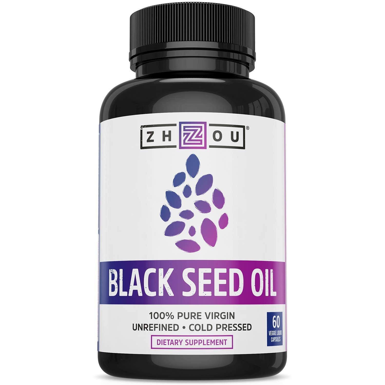 Zhou Organic Black Seed Oil | 100% Virgin Cold Pressed Omega 3 6 9 | Super Antioxidant for Immune Support, Joints, Digestion, Hair & Skin | Vegan, Gluten-Free, Non-GMO | 8oz