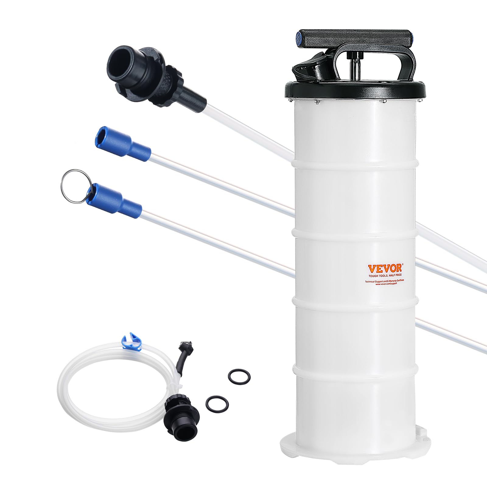 VEVOR 6.5L Manual Fluid Extractor Pump, Oil Changer Vacuum Fluid Extractor, Oil Extractor Change Pump for Automotive, Oil Change & Fluid Change Tool with Dipstick and Suction Hose (6.5L)