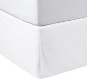 Amazon Basics Lightweight Pleated Bed Skirt, Queen, Bright White, Solid