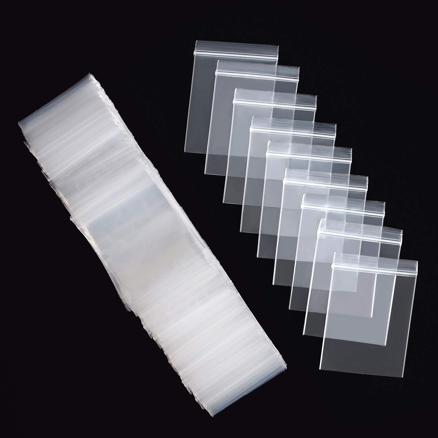 400 Stück kleine Reißverschlussbeutel, 5 x 7,5 cm wiederverschließbare, selbstklebende Reißverschluss-Klarsicht-Plastikbeutel für Schmuck, Kekse, Süßigkeiten, Geburtstagsparty, selbstklebende Plastiktüten