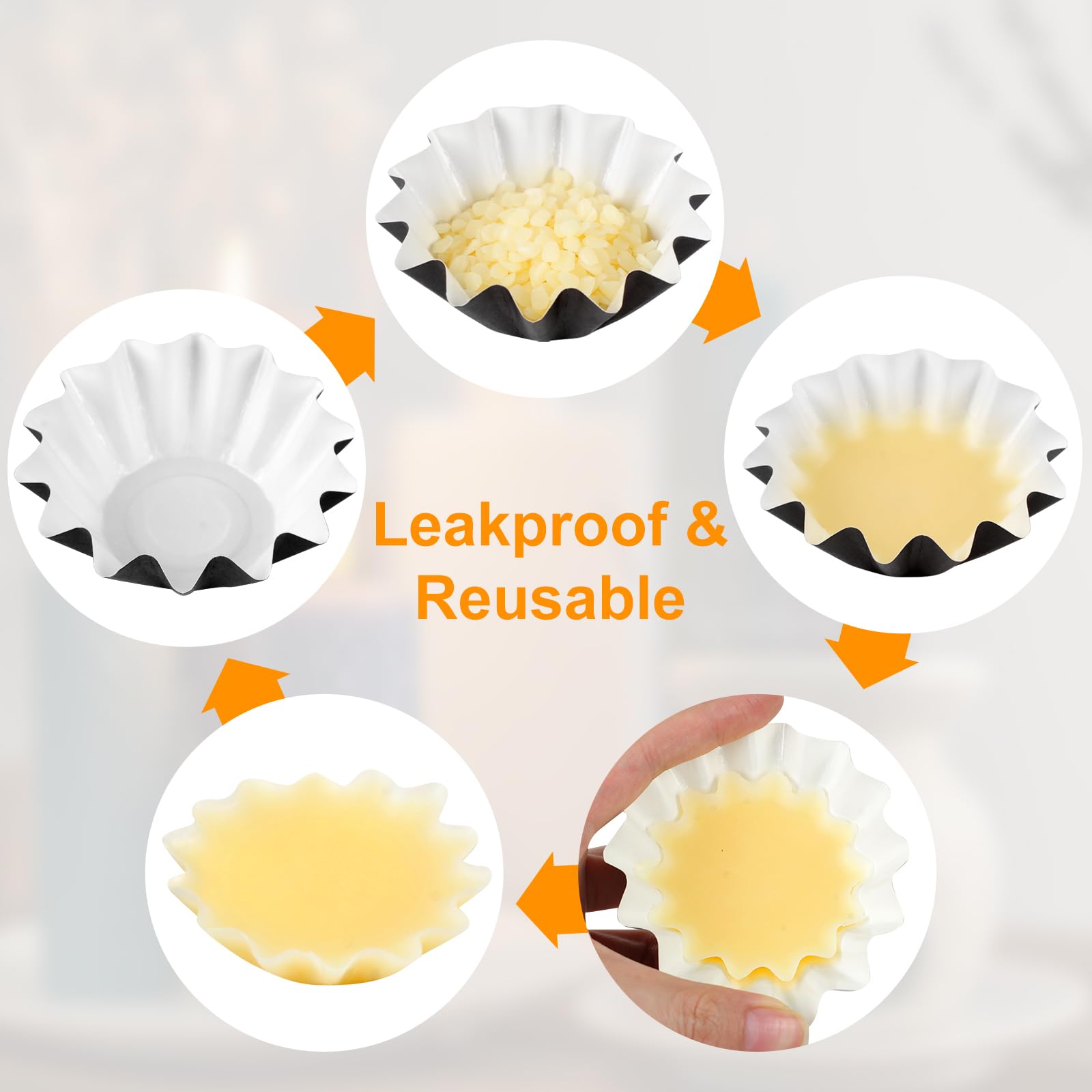 Ninsula 70P Wax Melt Liners, Reusable Wax Warmer Liners for Any Wax Cubes, Leakproof Wax Melt Cups for Scented Candle, Plug in Warmers, Electric Wax Melters and Wax Burner(Black)