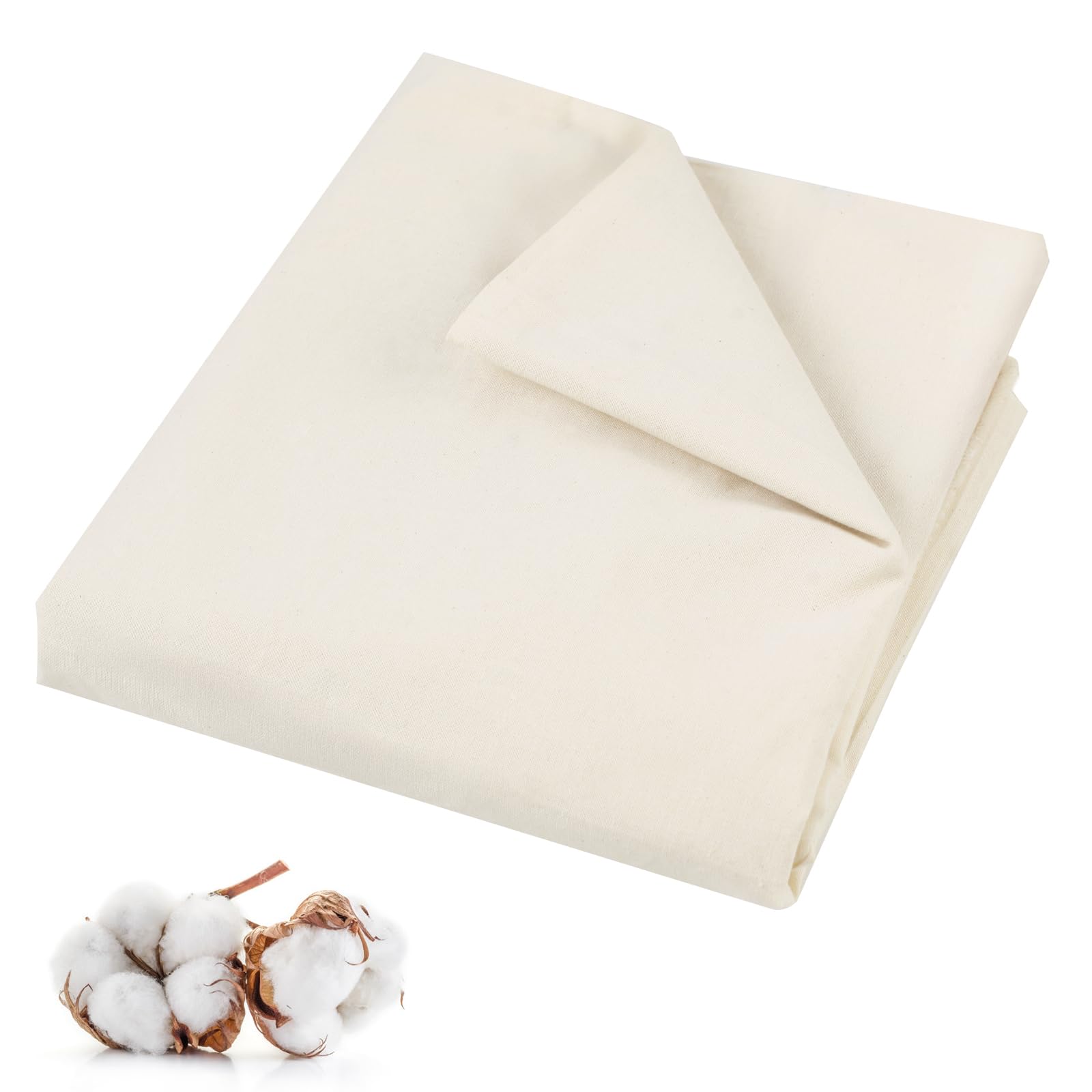 PEASUG 100% Cotton Muslin Fabric, 63 Inch X 2 Yards Unbleached Muslin Linen Fabric by The Yard, Medium Weight Draping Fabrics Suitable for Sewing Embroidery, Garments, Crafts Material-Natural