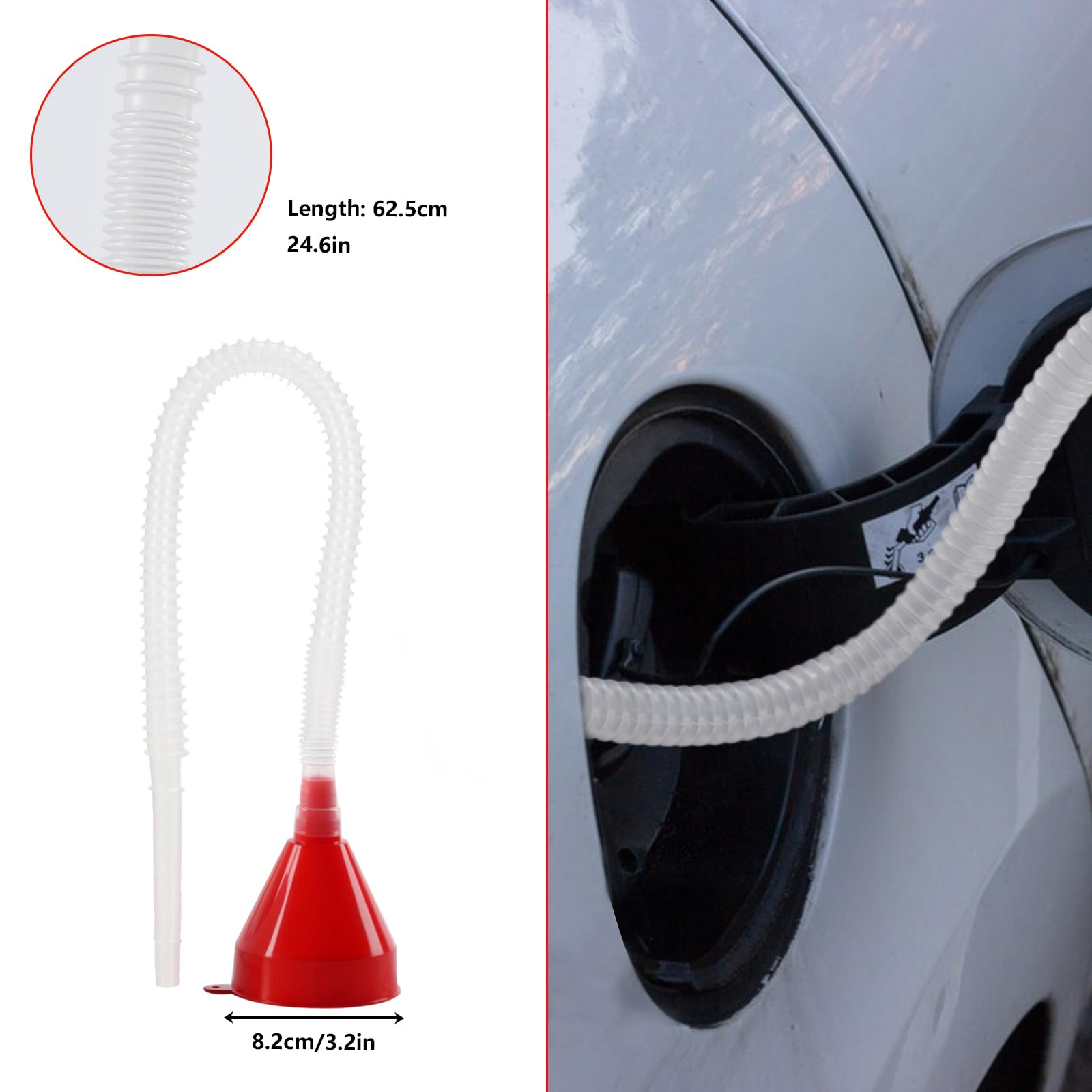 10 Pcs Automotive Funnels Set, Wide Mouth Fuel Funnels, Plastic Long Neck Oil Flexible Right Angle Funnelss, with Detachable Spout and Filter, Plastic Funnel Set for Water/Gasoline/Coolant/Engine Oil