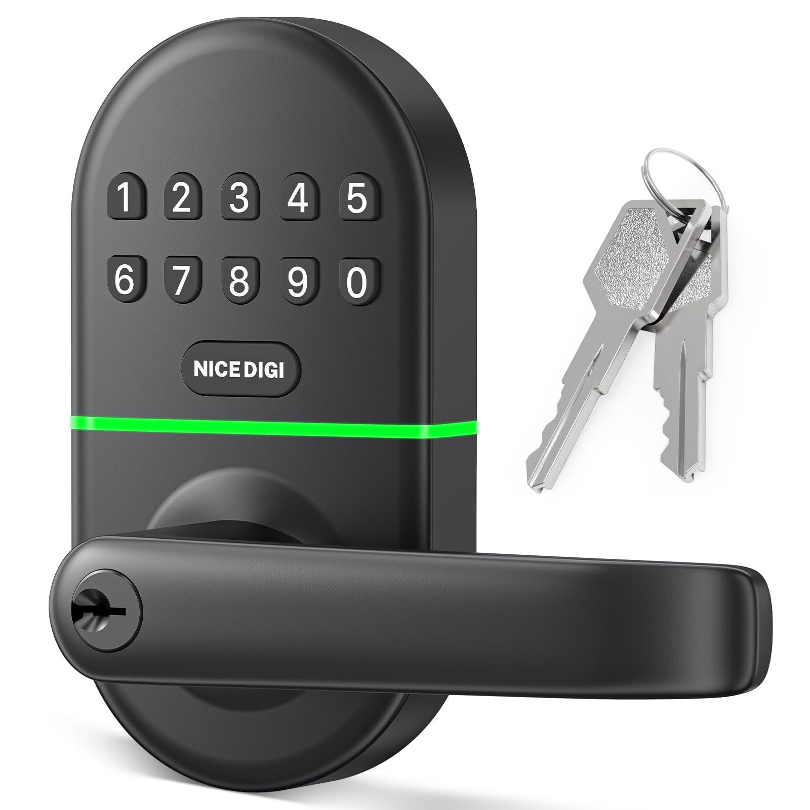 Smart Keypad Door Lock with Handle: Keyless Entry Door Lock for Front Door - Electronic Digital Door Lock- Code Door Lock - Easy Installation