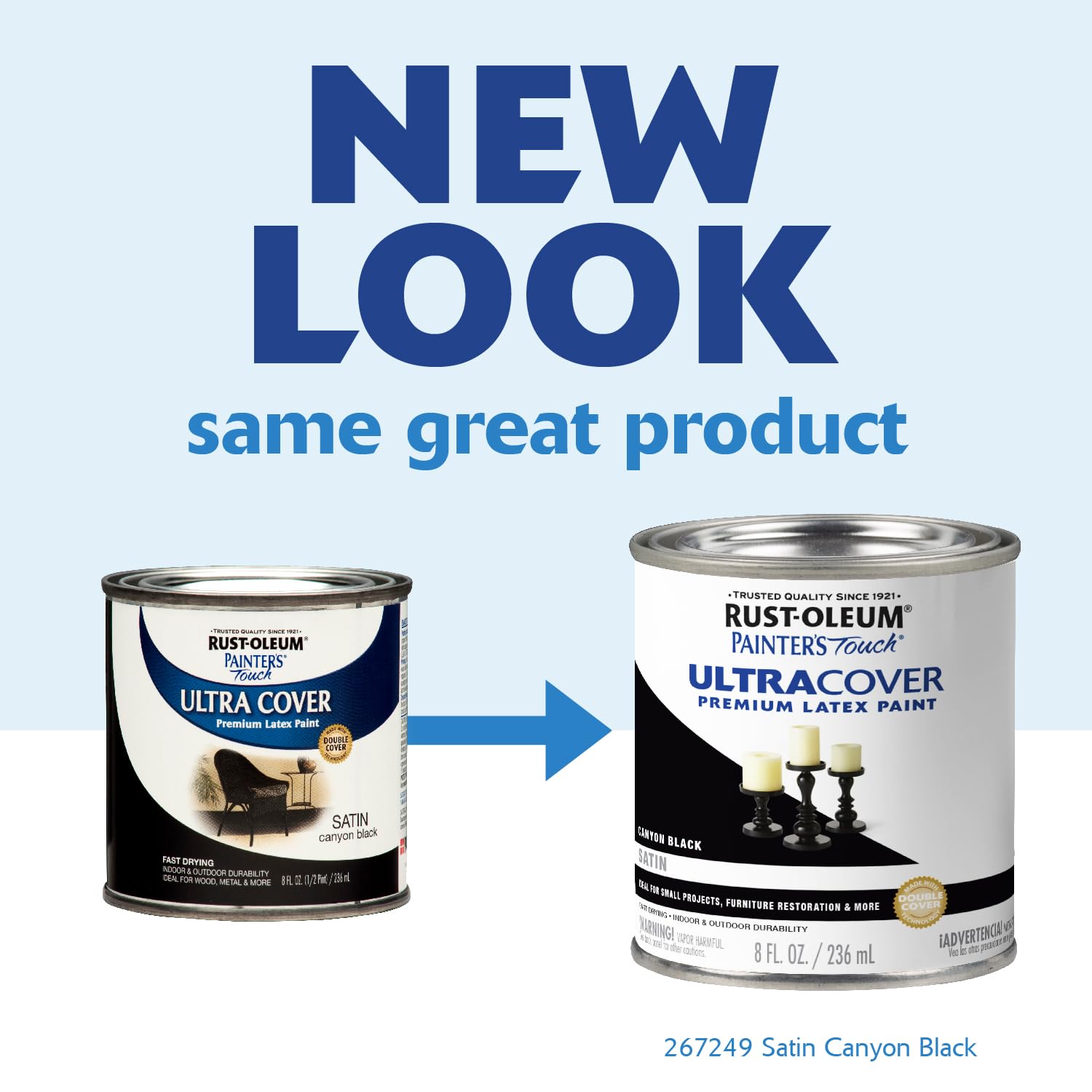 Rust-Oleum 267249 Painter's Touch Ultra Cover Premium Latex Brush Paint, Half Pint, Satin Canyon Black