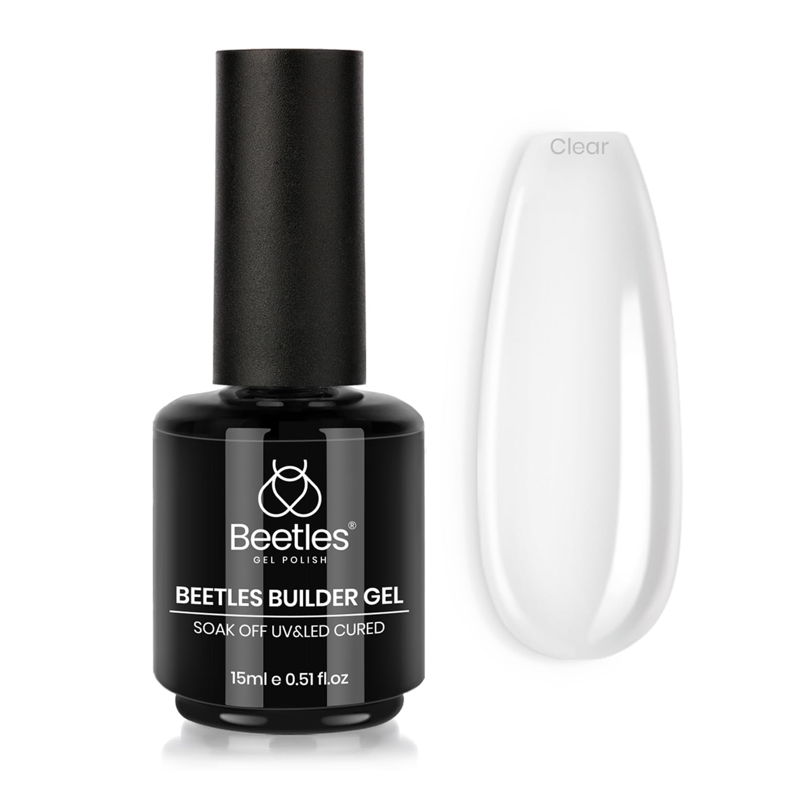 Beetles Builder Gel für Nägel 15ml (0.51 OZ) 8-in-1 Klares Nagelverlängerungsgel Nagelhärter Nagelfestiger Gel zur Nagelverstärkung Nagelspitzenaufbau für Anfänger & DIY Salon Maniküre
