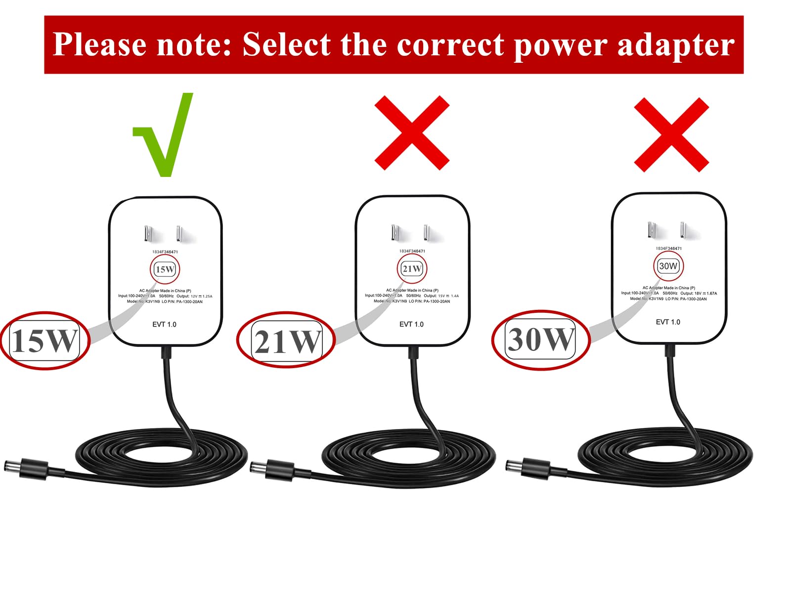 15W Power Adapter for Echo Dot (3rd/4th/5th Gen),Echo Dot with Clock (3rd/4th/5th Gen), Echo Dot Kids Edition, Echo Show 5(1st & 2nd Gen), Echo Spot,Pop, and Fire TV Cube, 5Ft Power Cord