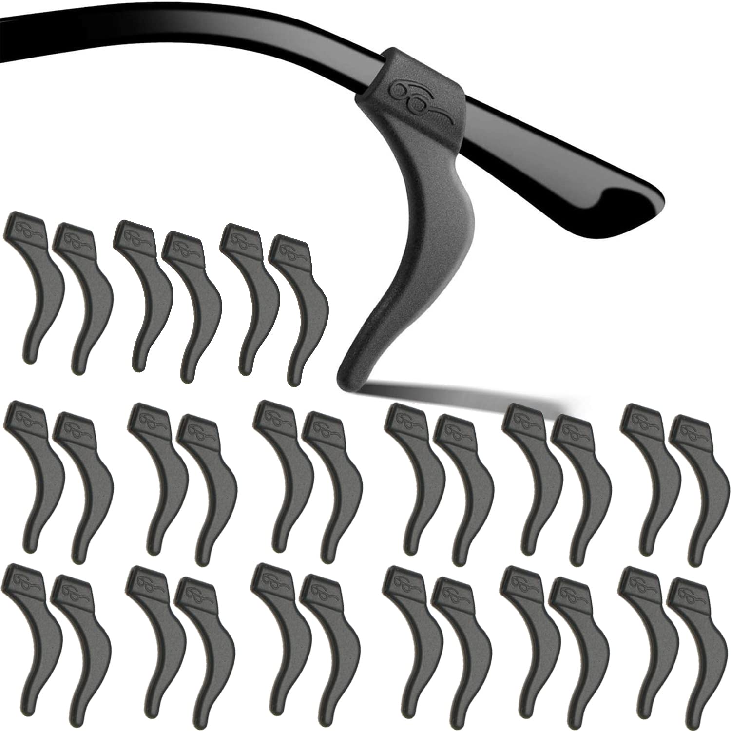 MOLDERP Eyeglass Ear Grips - 18 Pairs Glasses Anti-Slip, Comfortable Silicone Elastic Eyeglasses Temple Tips Sleeve Retainer, Prevent Eyewear Sunglasses Spectacles Glasses Slipping (Black-2)