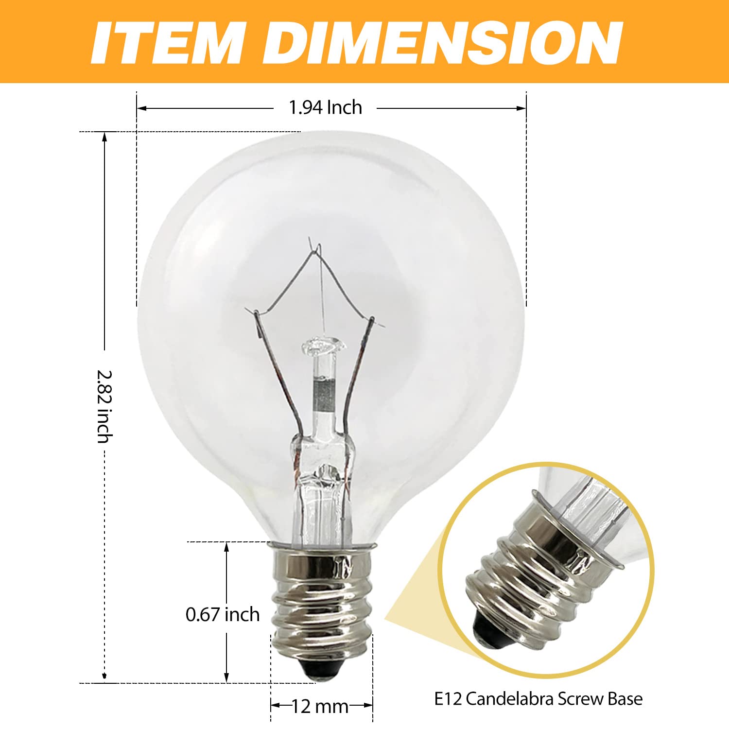 Wax Warmer Bulbs 6 Pack, G50 25 Watt Light Bulbs for Full Size Scentsy Warmers, E12 Base G16.5 Globe Clear Bulb for Candle Wax Warmer, Long Lifespan, 120 Volt