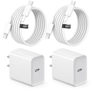 10 FT iPhone 16 15 Charger Fast Charging USB C Charger Block Type C Chagrer Fast Charging 2-Pack for iPhone 16/16 Plus/16 Pro/16 Pro Max/iPhone 15/15 Pro Max/Samsung