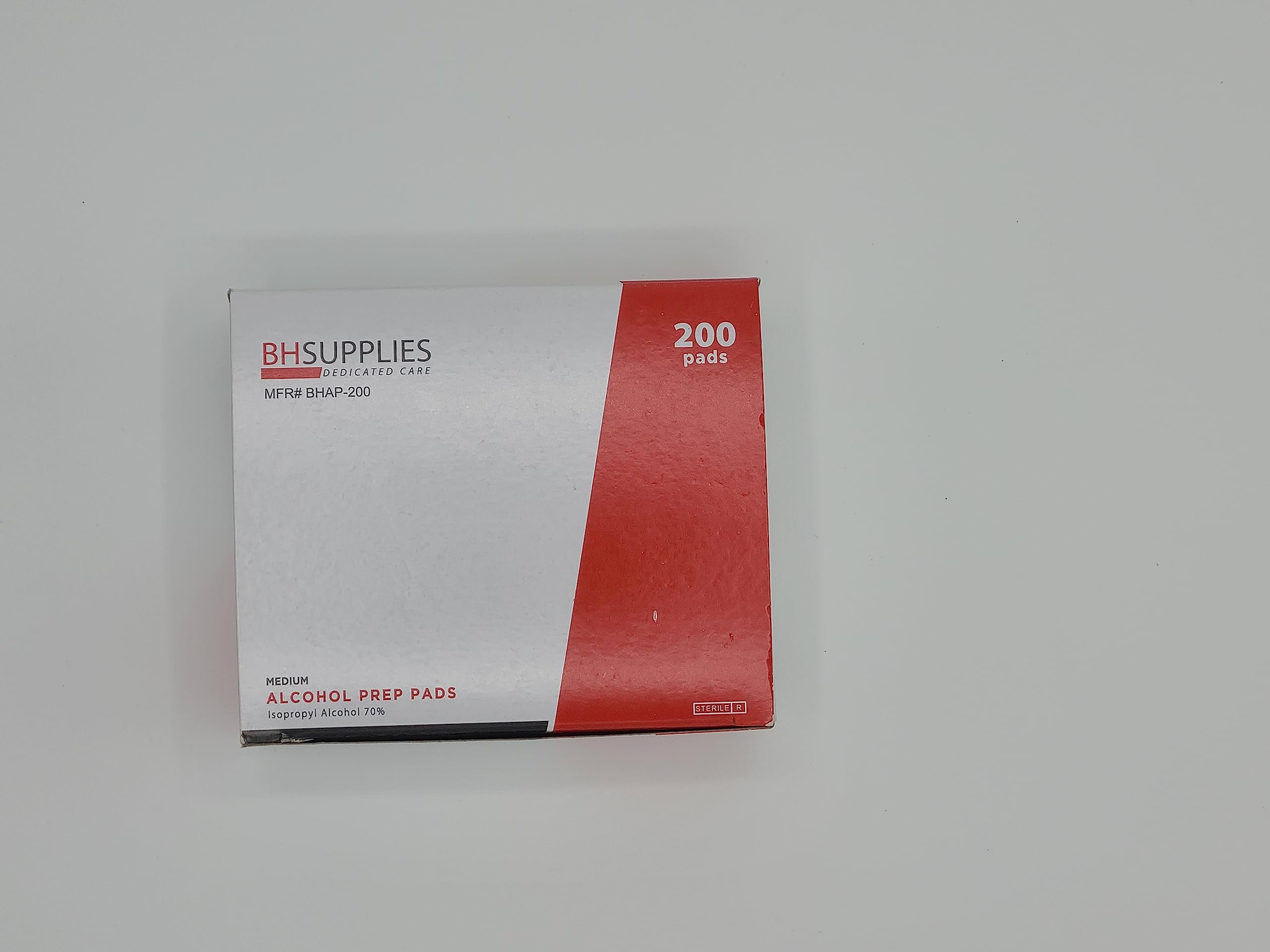 BH Supplies Alcohol Prep Pad Sterile, Medium 2-Ply, 200 Count - Saturated with 70% Alcohol