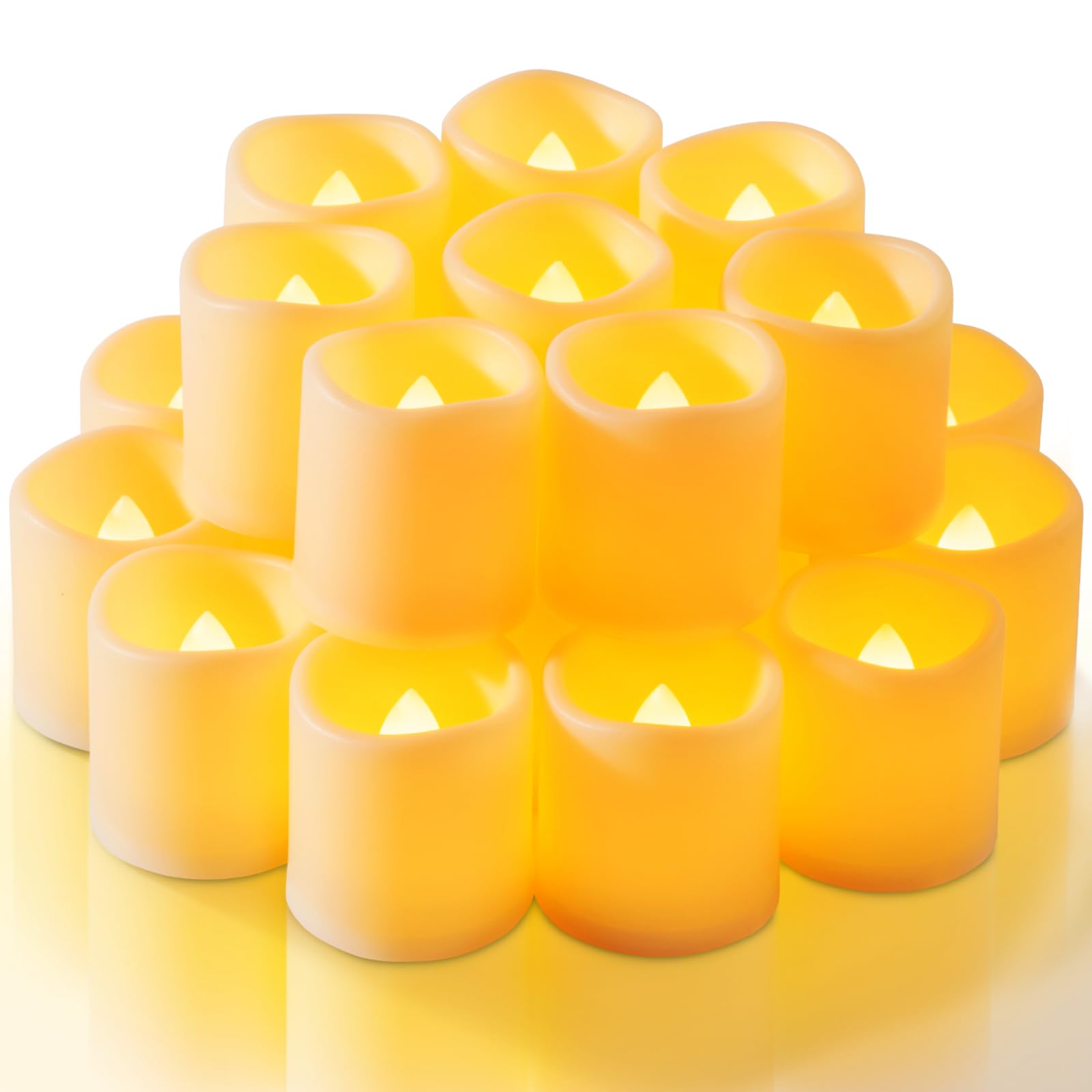 Homemory Flickering Flameless Votive Candles, 12PCS Battery Operated LED Votive Tealight Candles, Realistic Electricn Fake Candle for Easter, Wedding, Table (Battery Included)