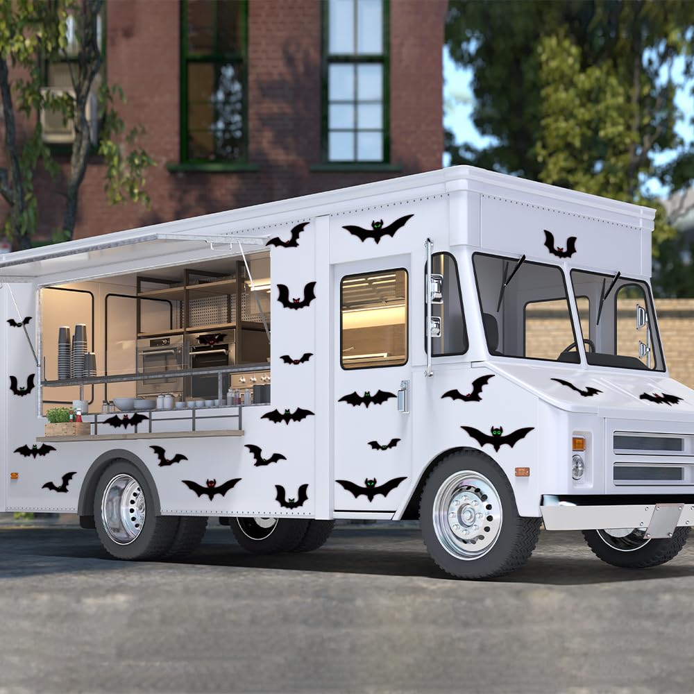 Magnetic Bats Halloween Garage Door Decorations, Magnet Bats Halloween Decorations with Individual Eyes for Garage Door, Car - 23 PCS