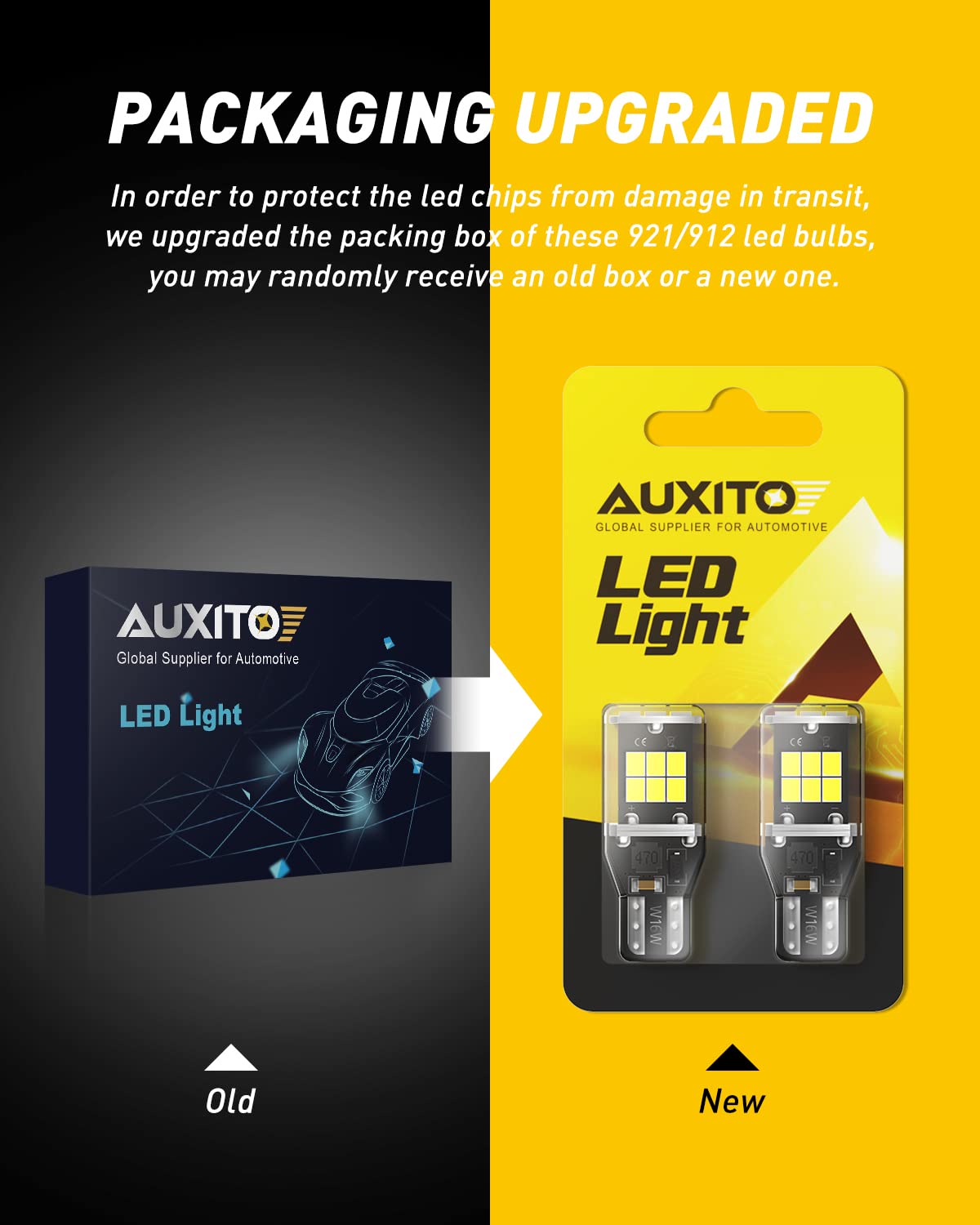 AUXITO 912 921 LED Bulb for Backup Light Reverse Lights High Power 2835 15-SMD Chipsets Error Free T15 906 922 W16W Bulbs, 6000K White, Exterior Light Bulbs (Upgraded, Pack of 2)