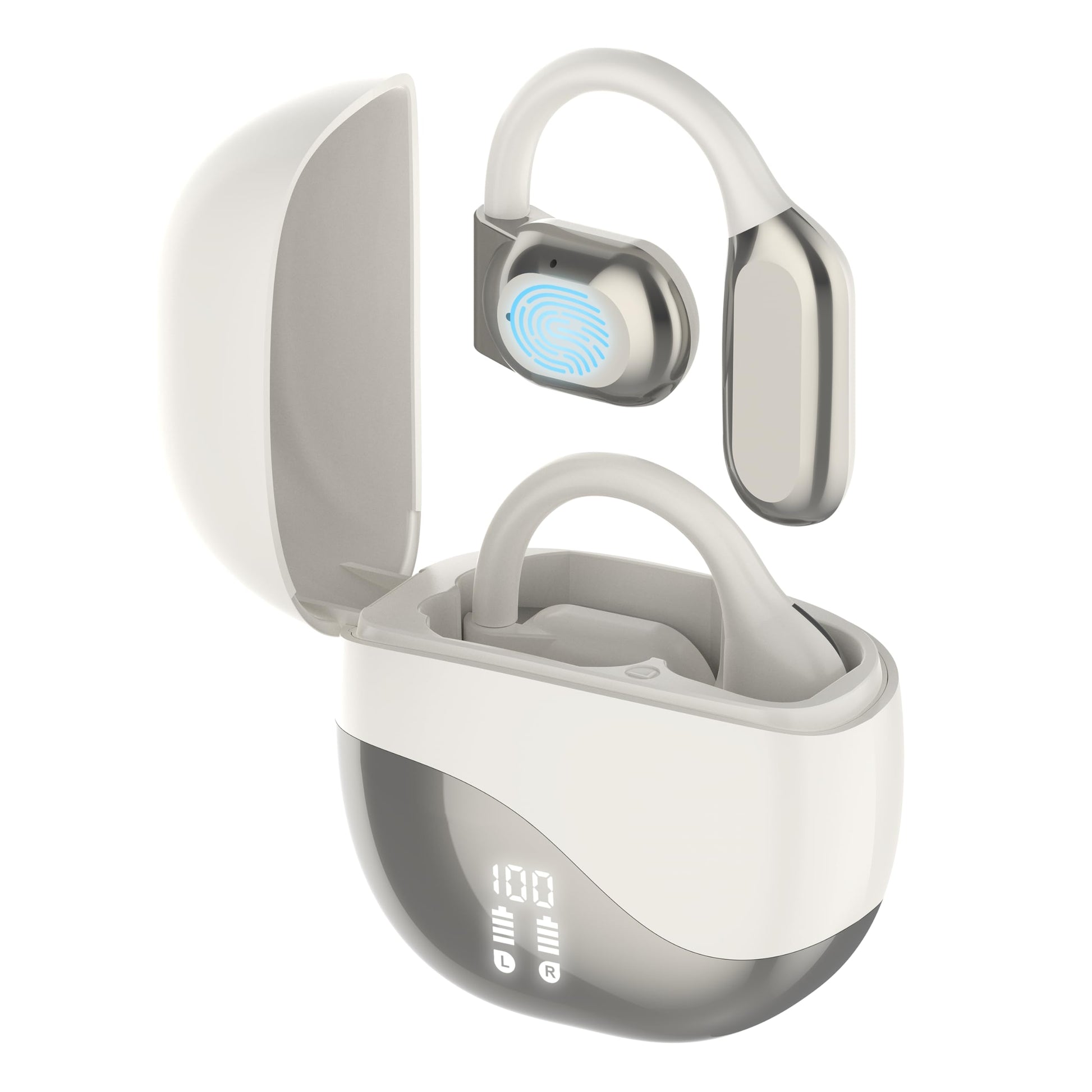 Language Translator Earbuds: 3-in-1 Translation Earphone 144 Languages & Accents Translation in Real Time, 8 Offline Language Translation Packs Ideal for Travel Business Learning, Milkywhite