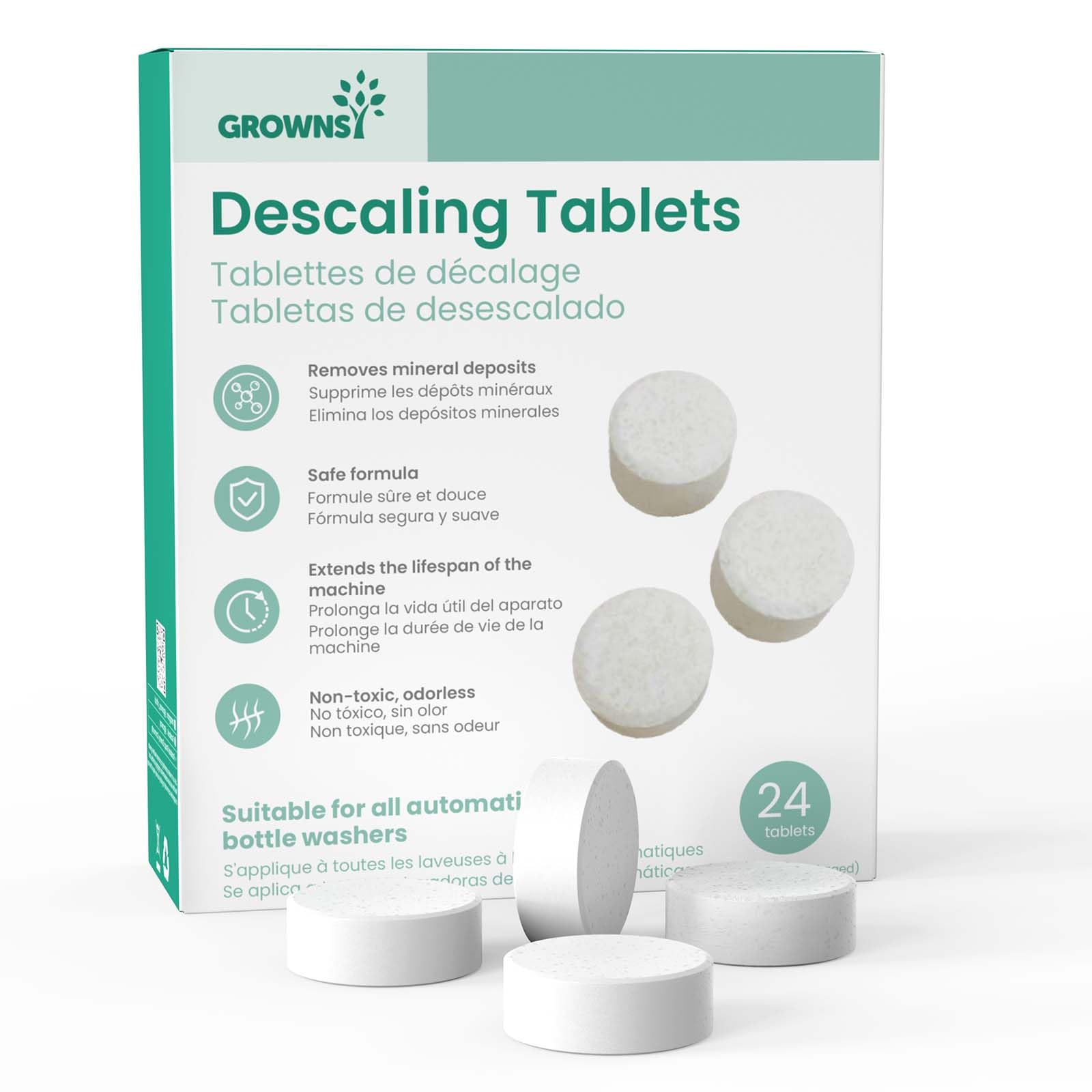 GROWNSY Descaling Tablets Descaler, 24 Descaling Tablets Compatible with Momcozy, Baby Brezza Bottle Washer, Effective for Bottle Washer, Warmer, Sterilizer, Formula Maker
