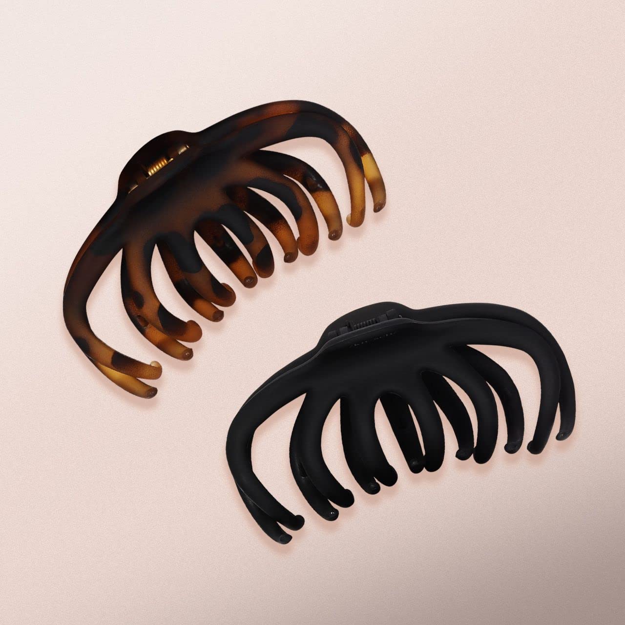 Kitsch Octopus Claw Clips for Women - Cute & Stylish Hair Clips for Everyday Use, Octopus Claw Clip for Thick Hair - Black & Tortoise, 2pcs