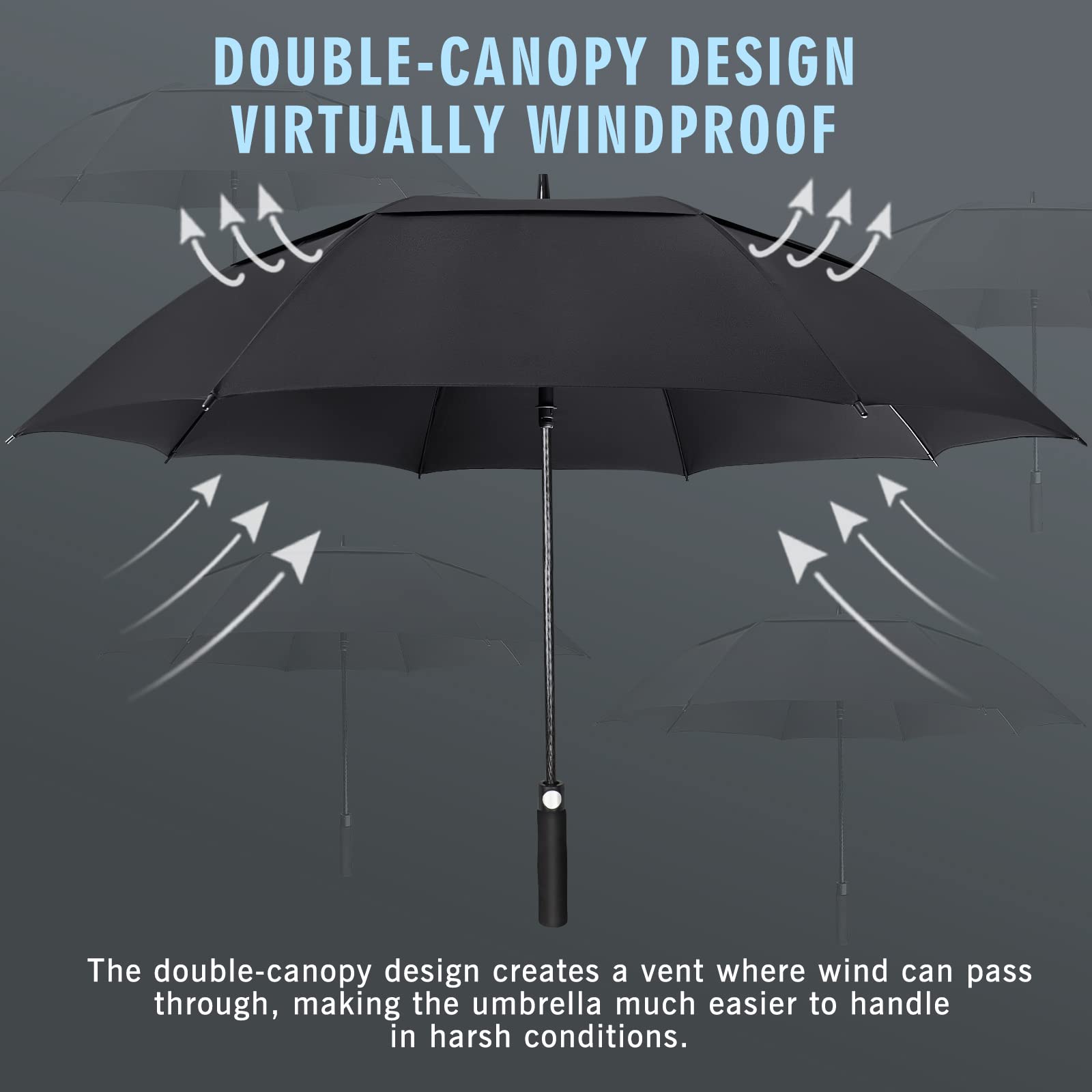 ZOMAKE Large Golf Umbrella for Rain Heavy Duty,Big Golf umbrellas Windproof,62 Inch Extra Large Oversized Umbrella(Black)