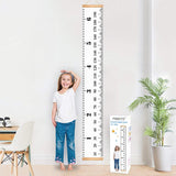 Mibote Baby Growth Height Chart Handing Ruler Wall Decor for Kids, Canvas Removable Height Growth Chart 79" x 7.9" (Black & White)