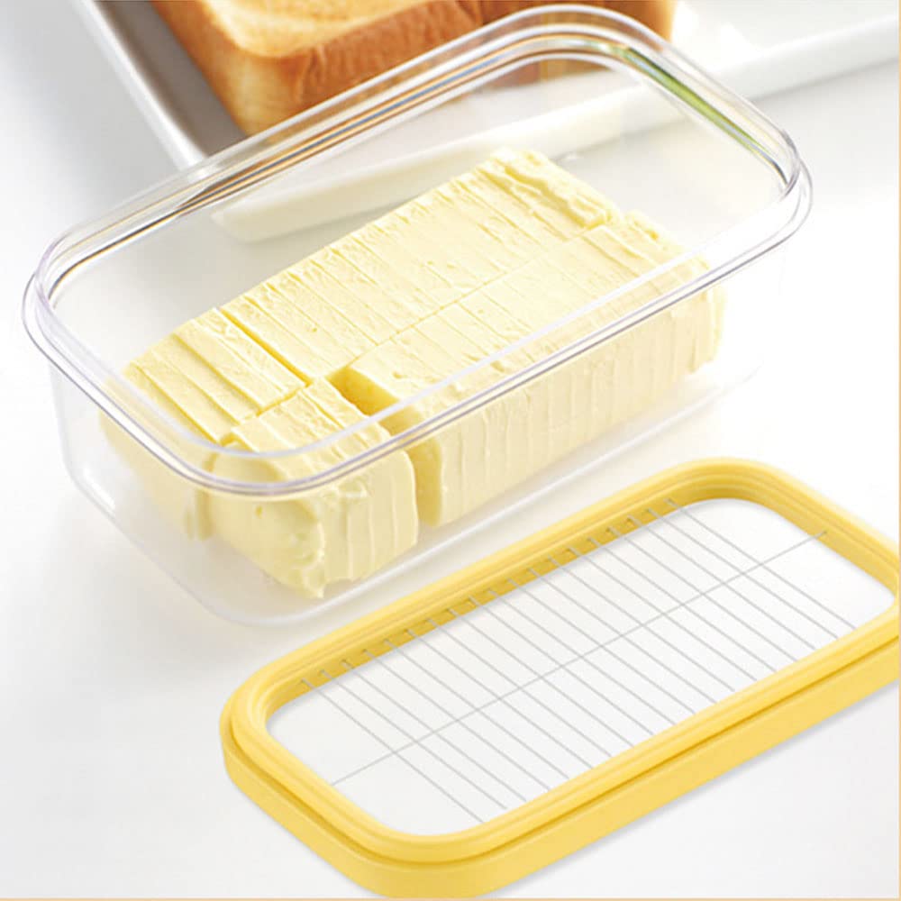 UNIVIVO Butter Slicer Cutter, Stick Butter Container Dish with Lid for Fridge, Easy Cutting Two 4oz Sticks (Not Airght, Small)