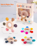 akolik Teething Toys for Babies, Baby Teethers Toy Teething Ring Silicone, Grasping Teething Toy, BPA Free Teething Nursing Accessories for 3+ Months Boy, Girl Toddlers