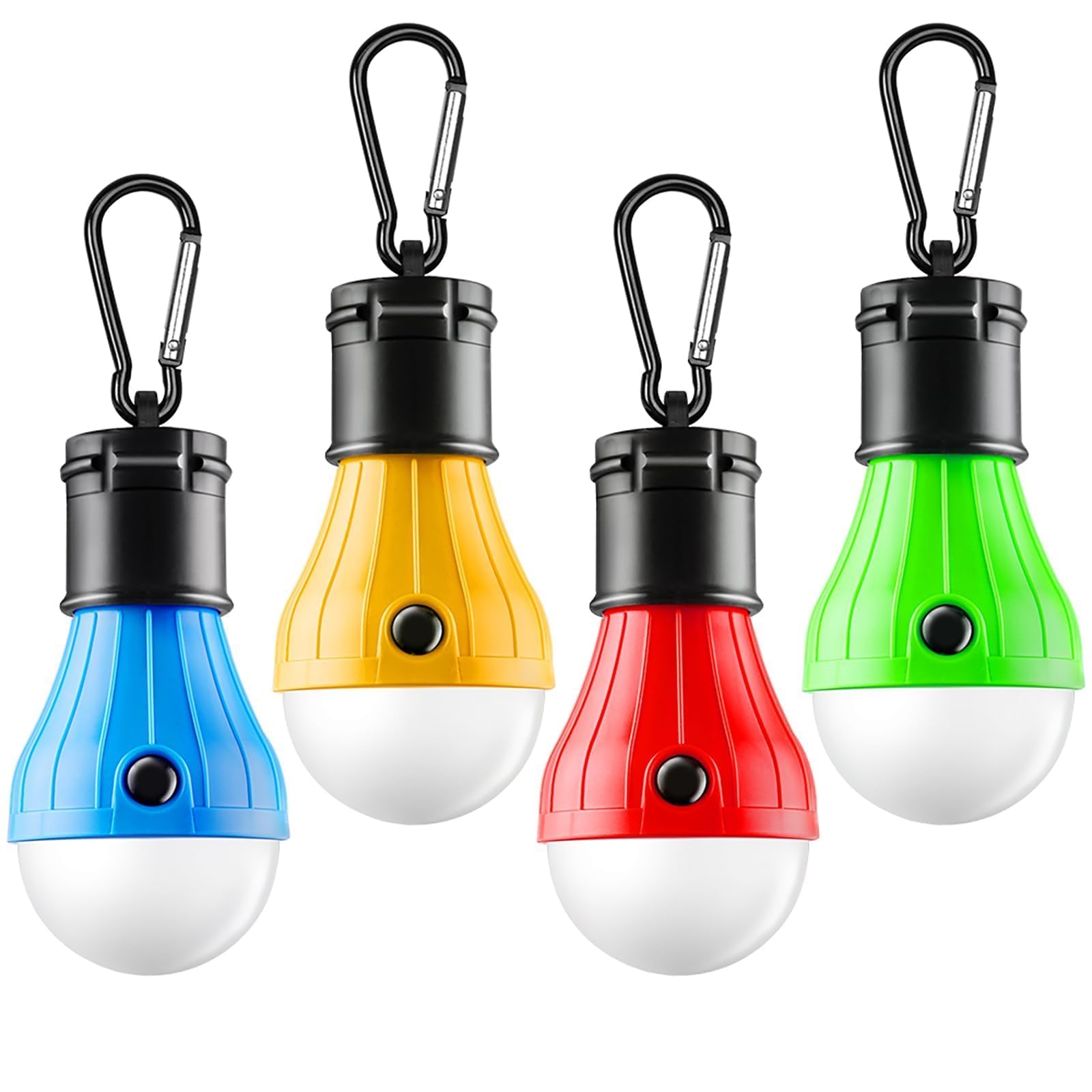 مصباح خيمة FLY2SKY، 4 عبوات، مصابيح خيمة LED محمولة، مصابيح طوارئ بإضاءة LED بخطاف ومشبك، مصابيح تخييم LED، فوانيس تخييم، معدات تخييم للتخييم والمشي لمسافات طويلة وحقائب الظهر وانقطاع التيار الكهربائي