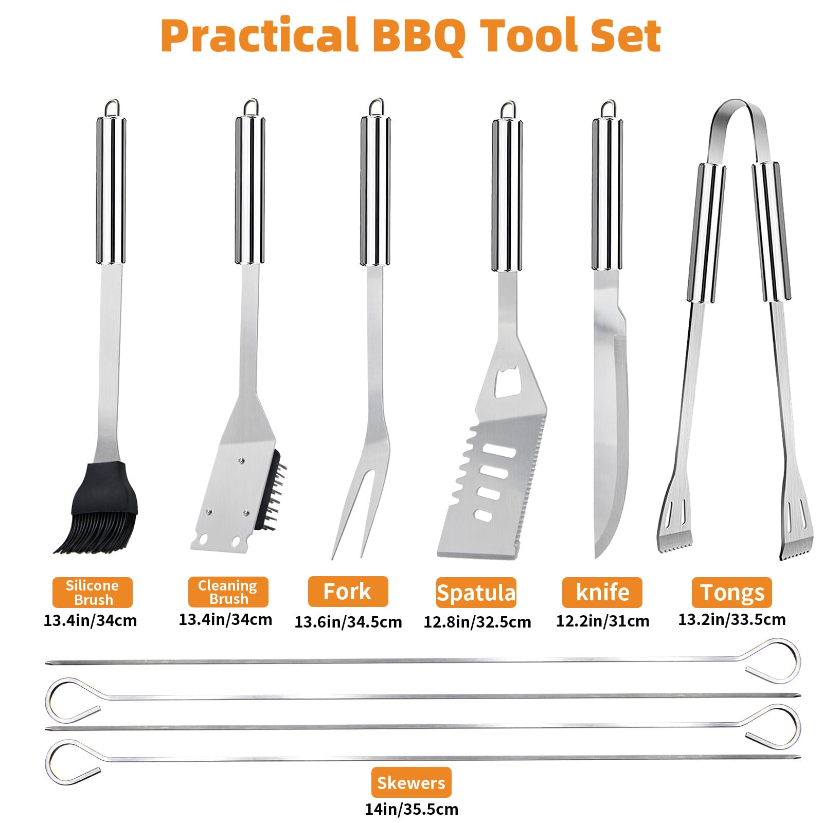 11Pcs Stainless Steel BBQ Grilling Accessories Set, Dad Gifts for Fathers Day Grilling Gifts,Portable Practical Grill Tools Utensils Kit with Storage Bag for Outdoor Grill Camping Backyard